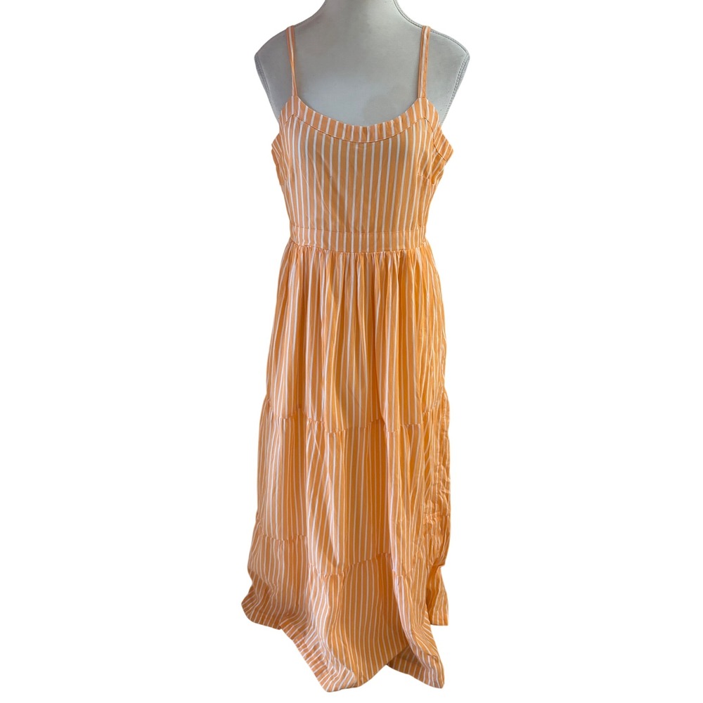 Pact NEW Womens Sunset Light Gauze Cami Dress Size Medium Striped Maxi